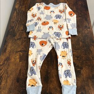 Cute Monster Print Kids Pajama Set